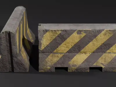 Roadblock Low Poly clean and dirty - with LODS Low-poly 3D model