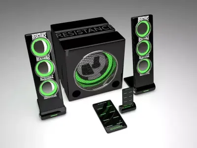 Speakers speaker system with lights 3D model