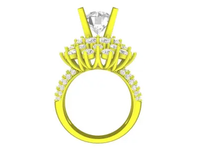 Luxury Round Halo Cluster Diamond Ring with Elevate Setting 7303 3D print model