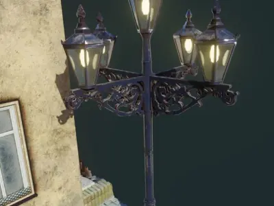 Victorian street lamps set 3D model