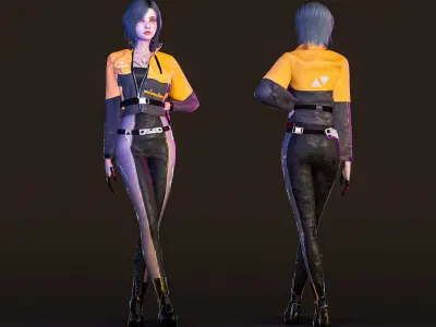 Cyberpunk Girl - Game Ready Low-poly 3D model