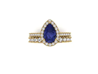 A Harmonious Union The Pear Tanzanite Halo Diamond Bridal Set 3D print model purchase