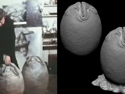 3D PRINTABLE ALIEN EGG OVOMORPH 1979 WITH BASE 3D print model