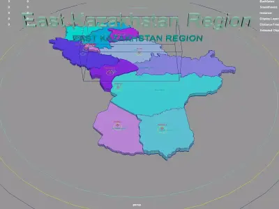 East Kazakhstan Region  Kazakhstan map region geography 3D model