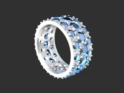 Diamond Pave Band Ring Printable 3D Model 3D print model