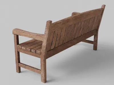Old Wood Street Bench 3D Model with PBR Texture 3D model