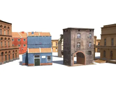 Apartment Buildings BUNDLE Low Poly Low-poly 3D model