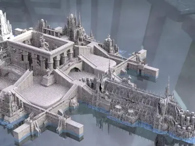 Ancient hallways Scifi City Kitbash 2 3D model