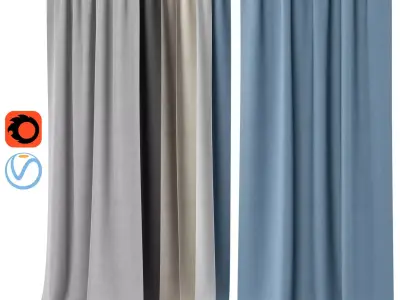 Curtains 131 PotteryBarn Belgian Flax Linen Rod Pocket Curtain 3D model