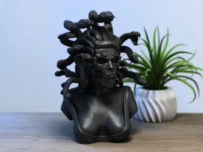 Medusa robot skull bust Cyborg medusa skull robot 3D print model