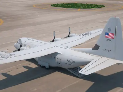  US Military Transport Aircraft Lockheed C 130 Hercules with Cargo Rigged 