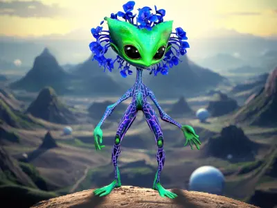 Floral Alien Creature model pack Low-poly 3D model