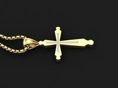 High Cross Pendant Light Gold 18K 3CP006 3D print model