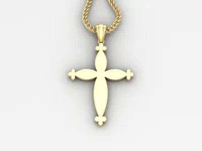 Light Gold 18K Cross Pendant 1CP064 3D print model