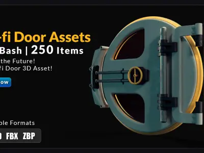 250 Sci-fi Door Kit Bash - 20 Sci-fi Door 3D Asset 3D model