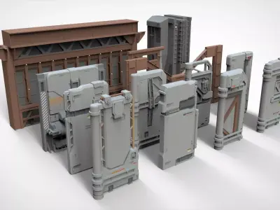 sci-fi Architecture kitbash 18 3D model