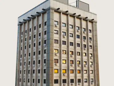 Building Skyscraper City Town Downtown Office Space Work Street Low-poly 3D model 8