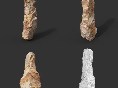 Yellow Vertical Rock Modular 221120 - Ultra HD 16K Texture Low-poly 3D model