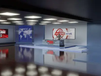 Virtual TV News Studio 3D model shop