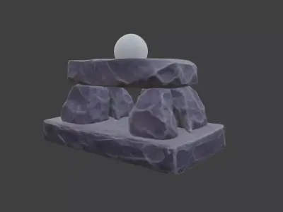 Stone Arch with Sphere Low-poly 3D model