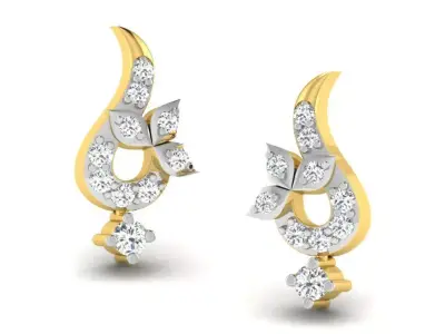 Gold Diamond Women Earring 3D print Model 3D print model 106