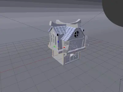 Lowpoly house with roof 3D model