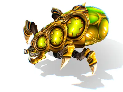 Animated Green Flea Monster Bug 01 Low-poly 3D model