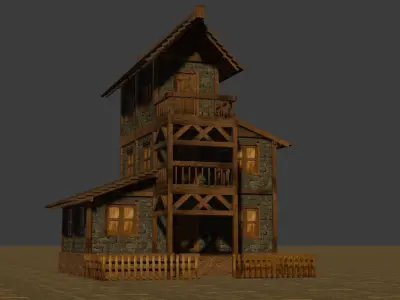 Extensive Low Poly Medieval House Models for Game Designers Low-poly 3D model