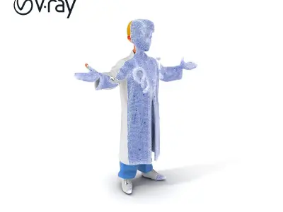 Stylized Young Doctor D Model in White Coat with Stethoscope Low-poly 3D model