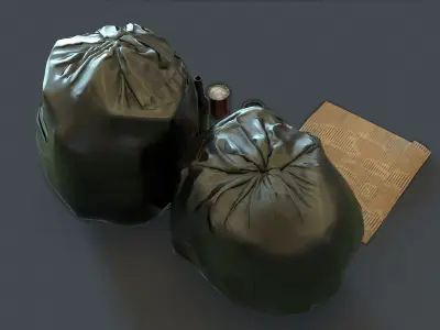 Plastic Garbage Bags and props Low-poly 3D model