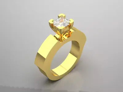Long Ring Prince Solitaire STL 3D gold jewelry Ring model sr0039 3D print model purchase