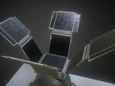 Solar Power Tower Animated and Game Ready Low-poly 3D model