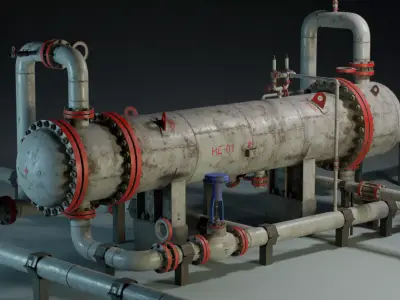Industrial Heat Exchanger PBR Game Ready Low-poly 3D model