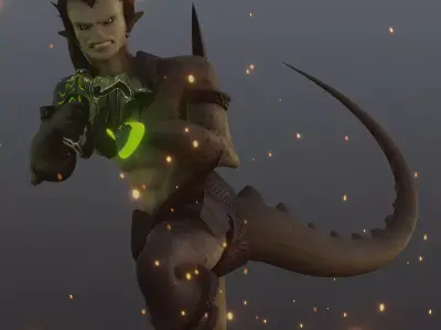Alien and Weapon Low-poly 3D model