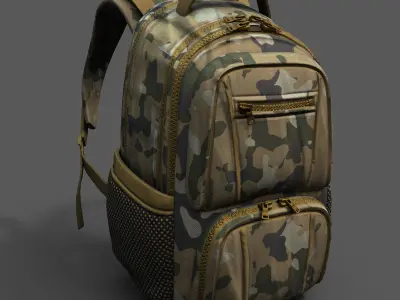 Backpack military combat soldier fabric human  Low-poly 3D model