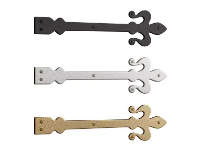 Wrought Iron Dummy Door Hinge Fleur De Lis 16 Hinges 3D model