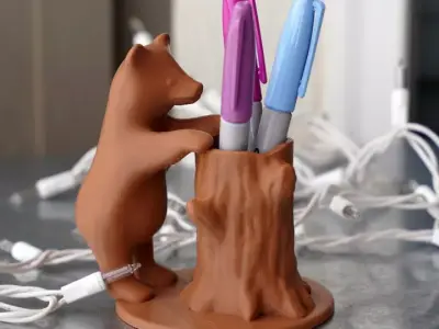Bear Pen Holder Desk Organizer 3d printable stl 3D print model