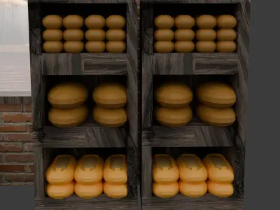 Rustic Bakery Interior and Exterior Environment 3D model