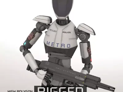 Police Bot Rigged 3D model