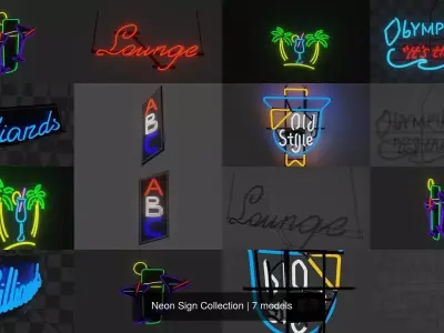Neon Signs 3D Model Pack
