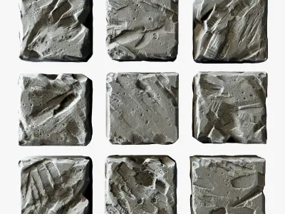 Stone cube panel old n2 3D model