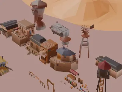 Wasteland Desert Collection LowPoly Low-poly 3D model