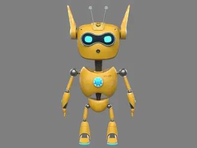 3D Robotic Character ROBO CAT WITHOUT RIG Low-poly 3D model