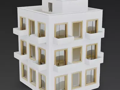 Modern Minimalist White Brick Apartment 3D Model Low-poly 3D model