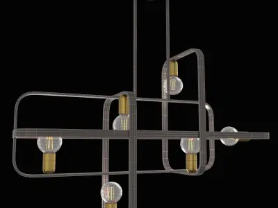 Bronze with Antique Brass Accents Linear Chandelier 3D model