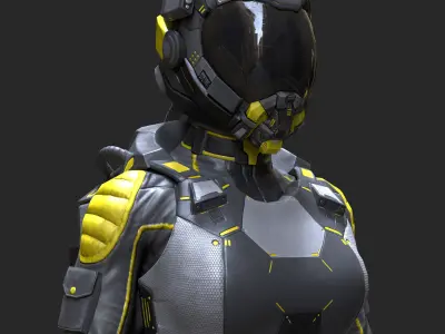 Female Space Suit Black LITE VERSION Low-poly 3D model