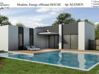 modern house  with swimming pool Low-poly 3D model