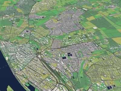 Mainz Germany 30x30km City Map 3D model