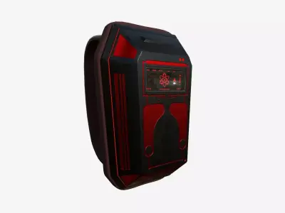 SciFi Backpack E08 Black Red - Fashion Character Design Low-poly 3D model