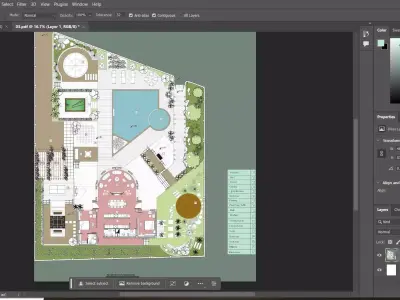 Two-Bedroom Villa Architectural Plan with Landscape Free 3D model